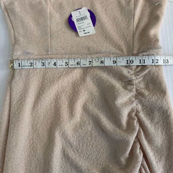 Windsor Off-Shoulder Champagne Glitter Evening Gown Side Slit Formal Dress - Picture 12 of 14